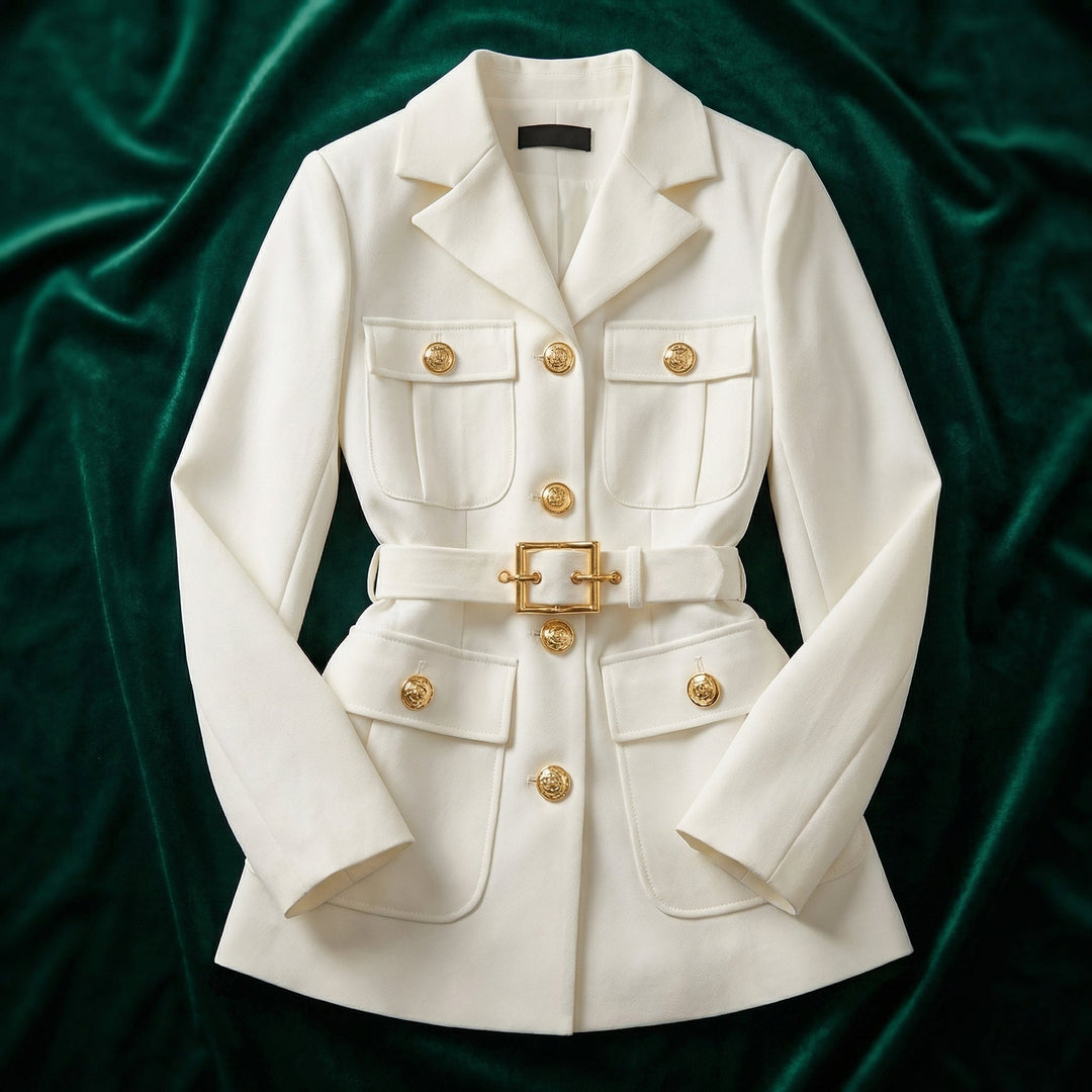 Elegant women's tailored blazer, ideal for a sophisticated office or professional look.