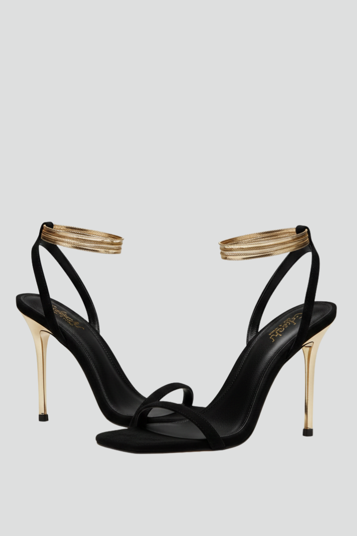 Women's elegant thin strap ankle wrap heeled sandals, perfect for parties & formal events. Open toe dress shoes.