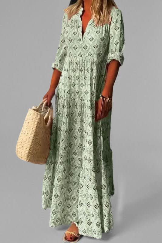 Versatile women's tiered maxi dress, an elegant flowing design for spring, summer, & special occasions.