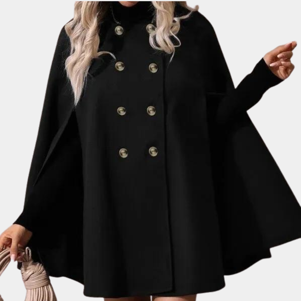 Chic women's cape trench coat, elegant and versatile. Perfect outerwear for a sophisticated look.