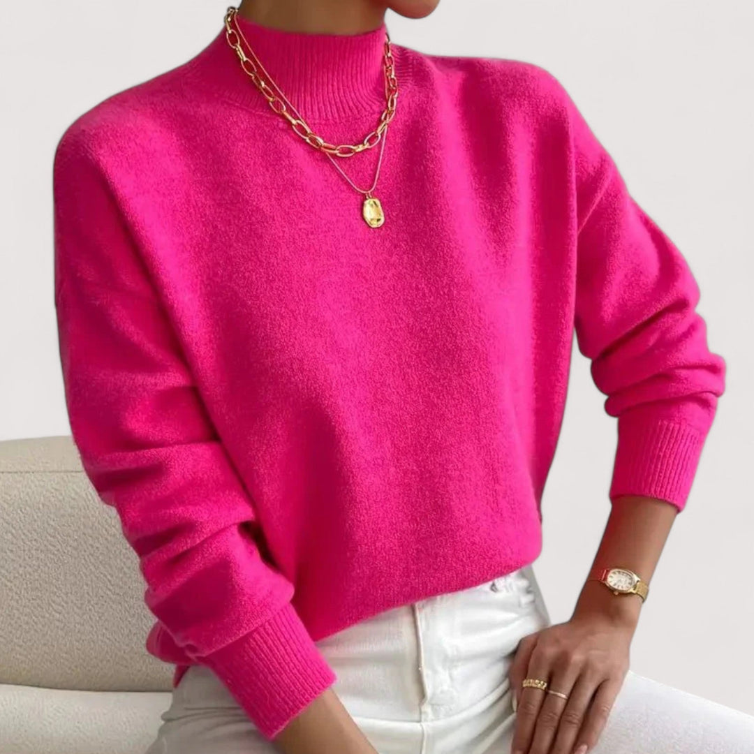 Versatile women's turtleneck sweater, a cozy long-sleeve knit perfect for elegant casual winter style.