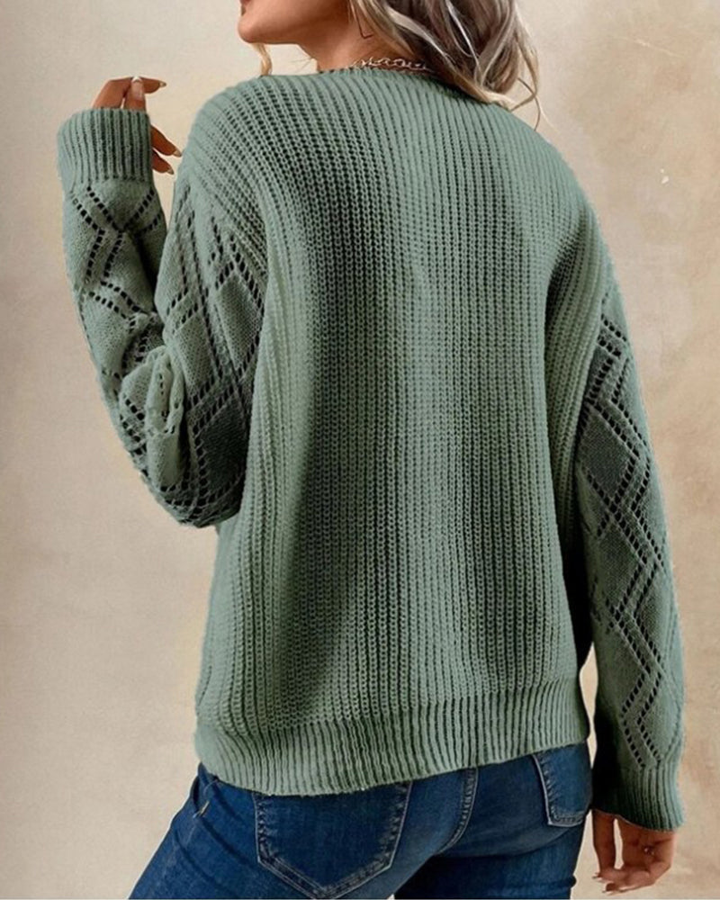 Versatile women's color block V-neck sweater, great for fall, winter, and business casual attire.