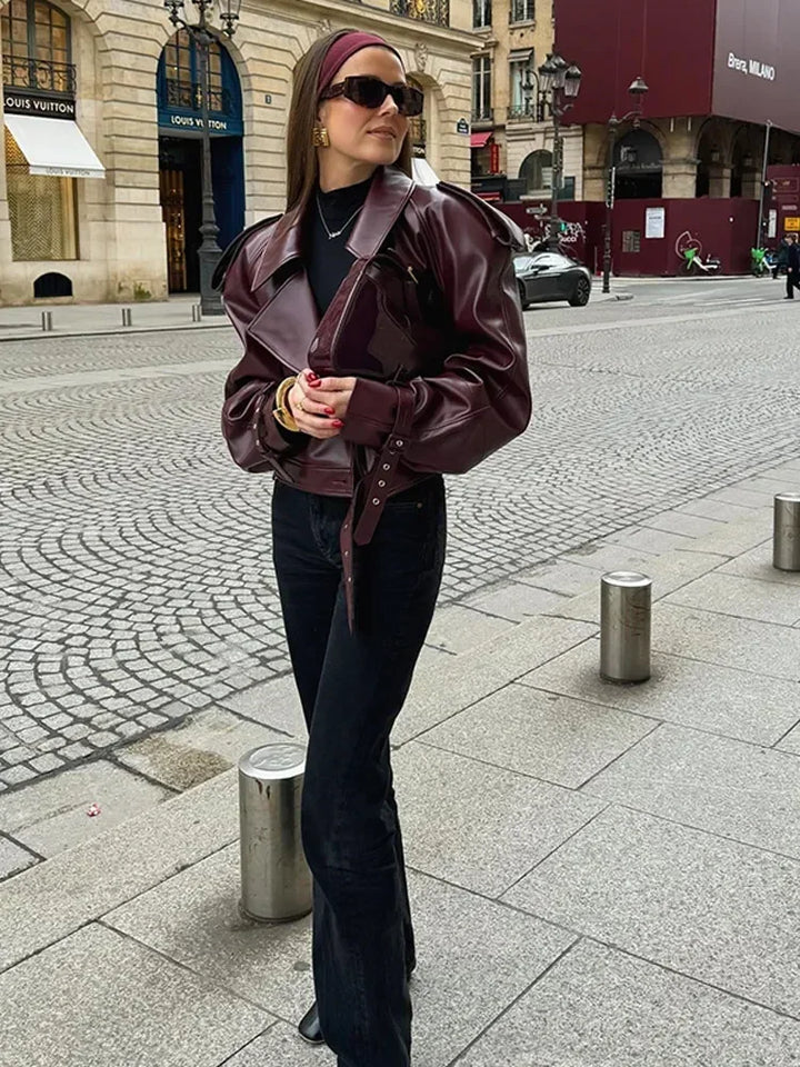 Gusaino women's elegant vintage jacket. Timeless fashion statement, comfortable & chic seasonal outerwear.