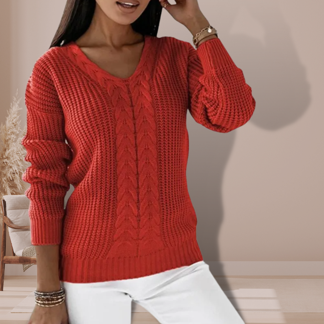 Elegant women's winter pullover sweater, offering warmth and style. Comfortable long sleeve top for cozy fashion.