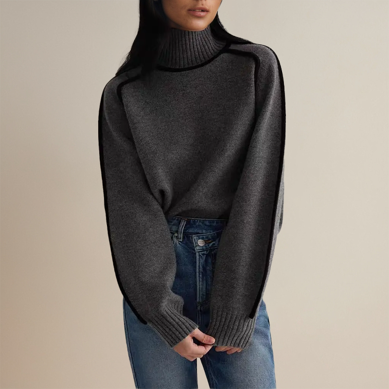 Cozy women's turtleneck sweater for elegant winter fashion. A warm, long-sleeve top for a sophisticated look.