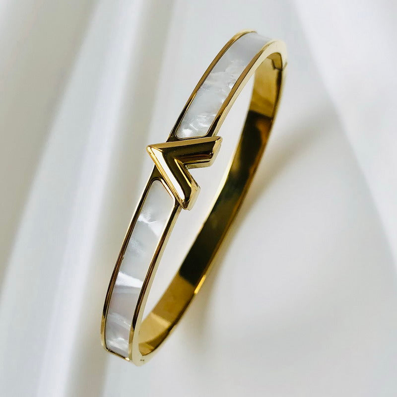 Women's elegant accessory: waterproof zircon inlay bangle bracelet.