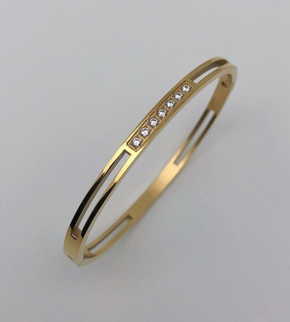 Elegant zircon inlay bangle bracelet for women, perfect for any occasion.