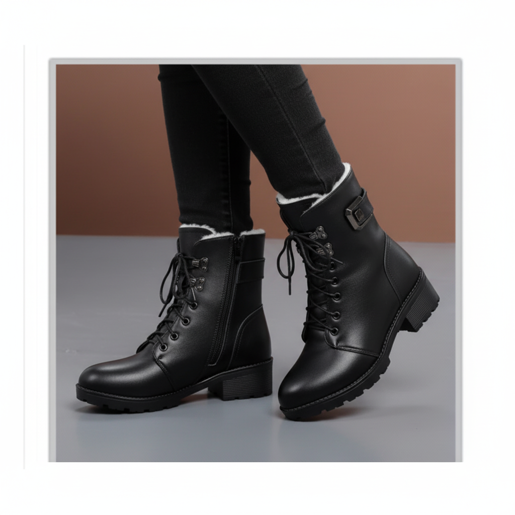 Elisa women's cold weather ankle boots featuring cozy wool lining and durable rubber sole