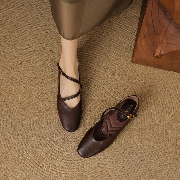 Top view of Elora women's casual flats, showcasing their comfortable, closed-toe design for daily wear.