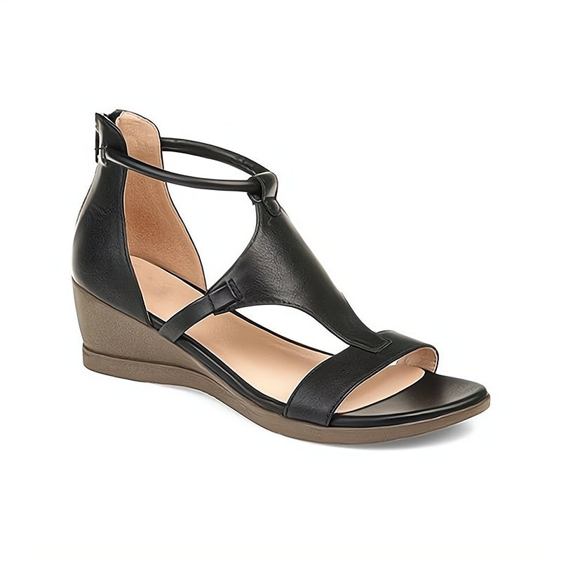 Stylish Elora women's sandals with delicate straps and rear zip. Comfortable, elegant casual summer footwear.