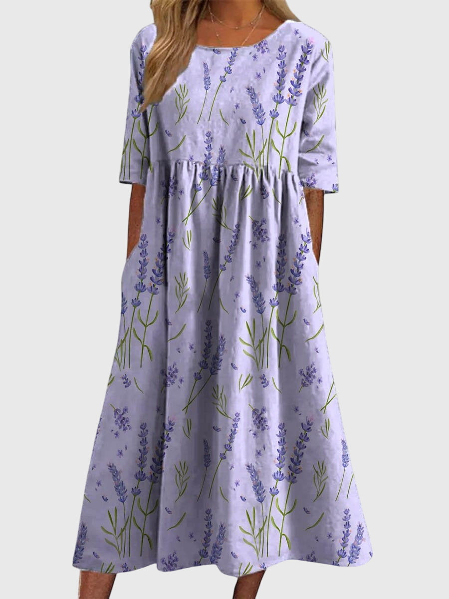 Elegant multi-color midi dress for women, featuring beautiful embroidery and a comfortable flowy fit.