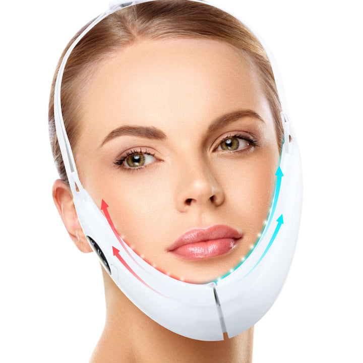 Women's EMS facial sculptor with LED light therapy for V-line face & double chin reduction