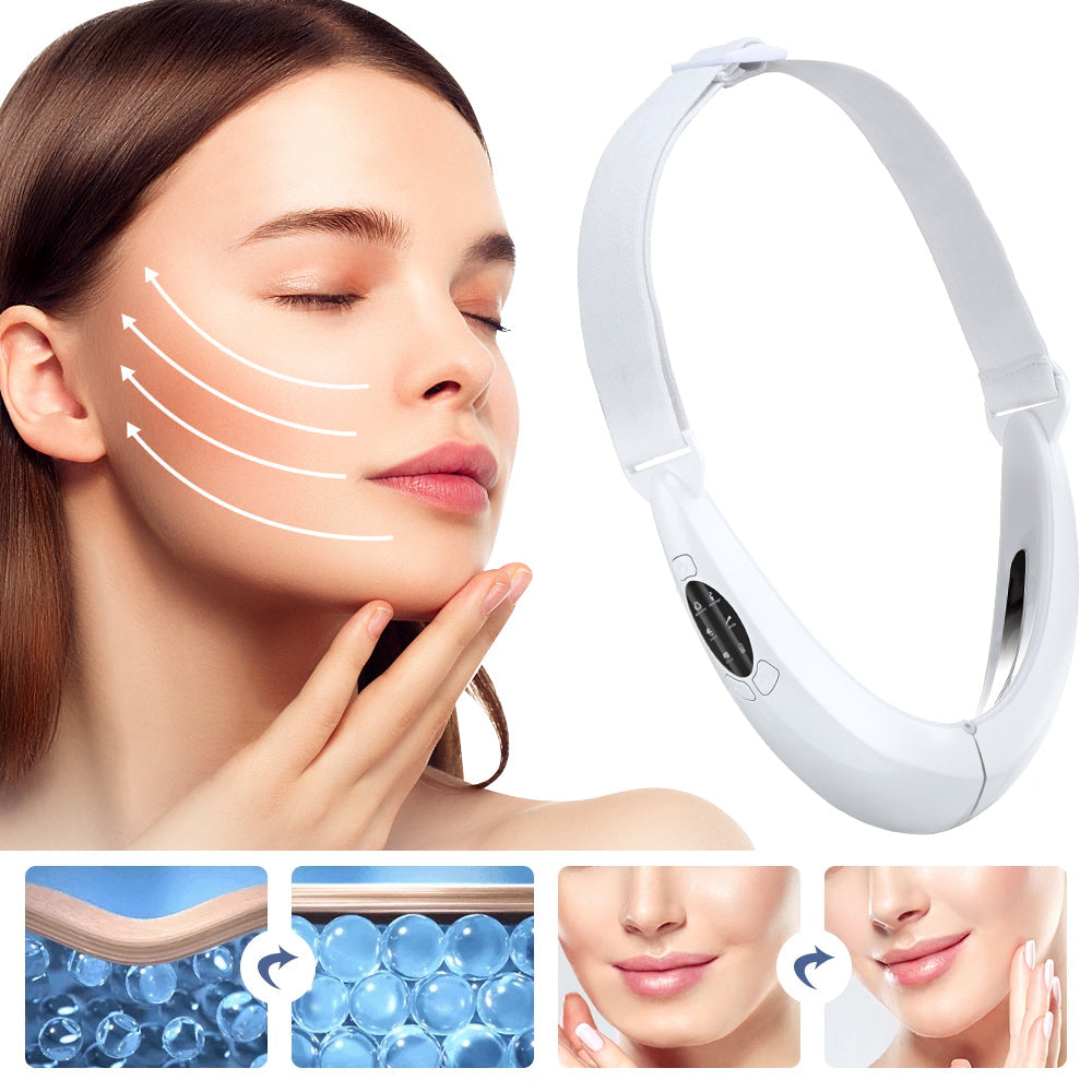 Promotional image of the EMS facial firming device with LED light, emphasizing V-face shaping