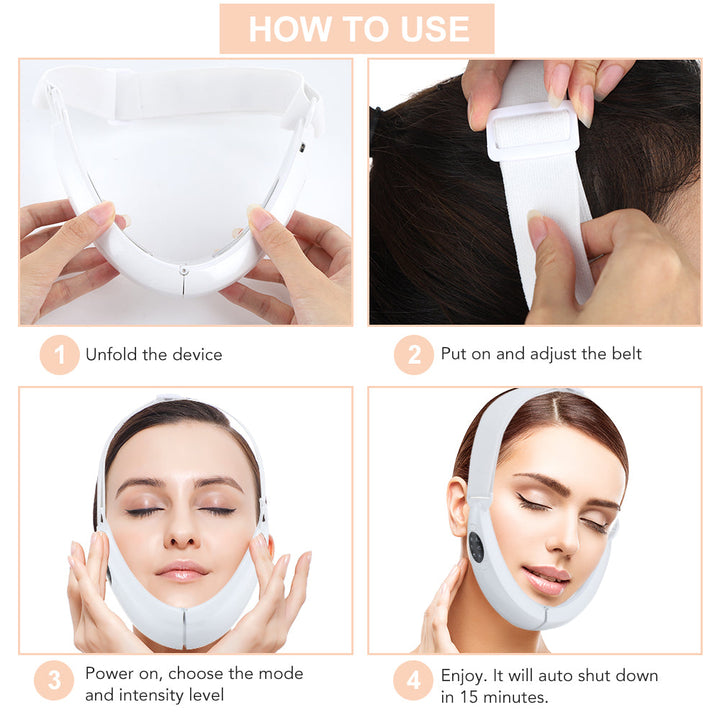Detailed view of the EMS facial firming device with LED light therapy settings and controls