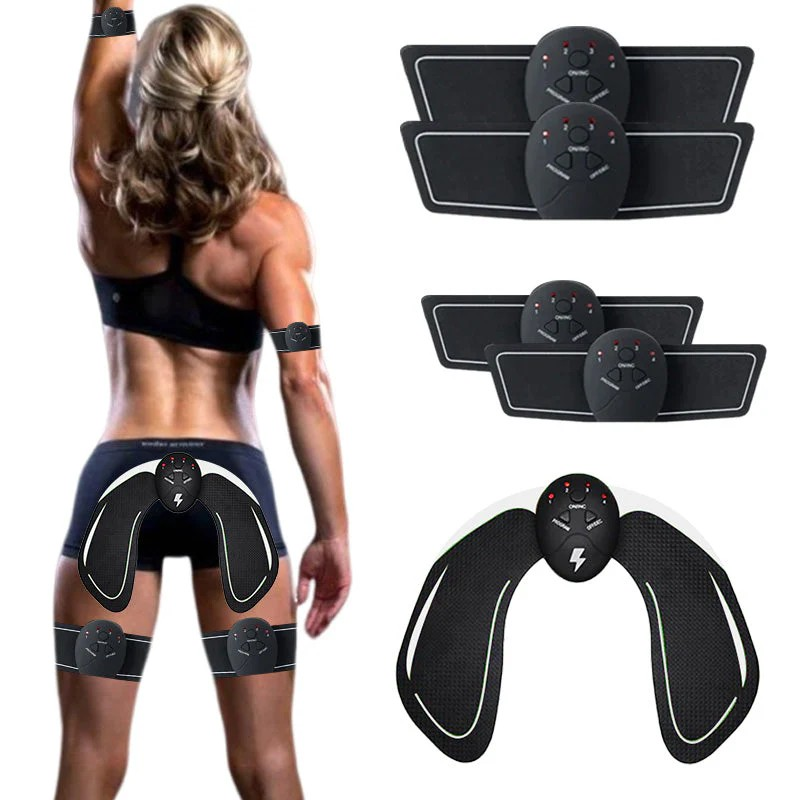 Women's EMS hip & thigh shaper for toning, sculpting, and muscle stimulation. Wireless fitness device.