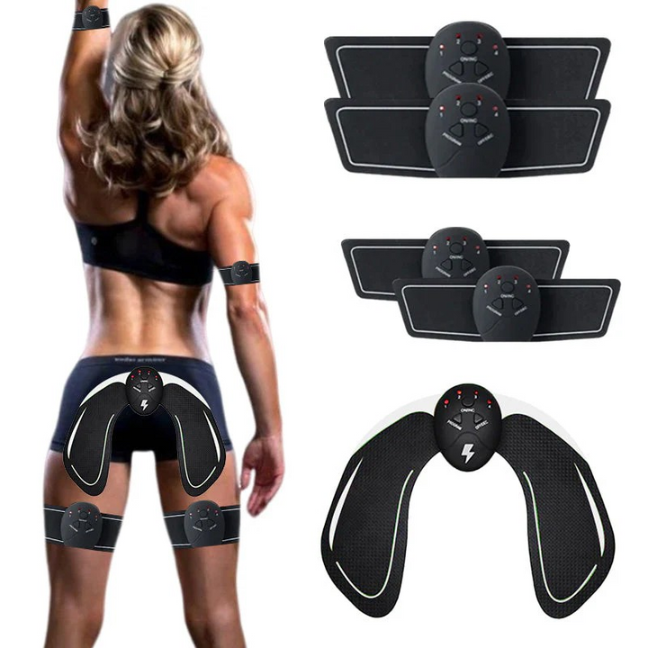 Women's EMS hip & thigh shaper for toning, sculpting, and muscle stimulation. Wireless fitness device.