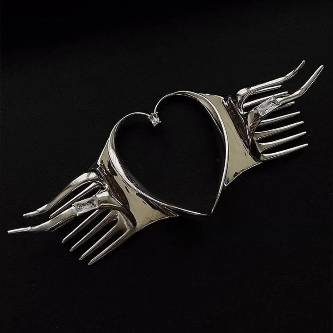 Women's unique elf wing dangle earrings in silver. Enchanting fantasy jewelry, chic and mystical.