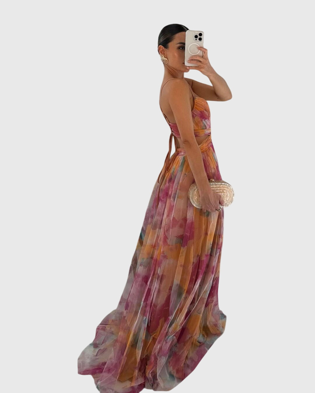 Comfortable sleeveless floral maxi dress, a chic vacation outfit or casual summer beachwear for women.