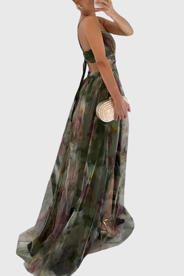 Stylish women's summer floral maxi dress, beach-ready vacation outfit with comfortable flowy design.