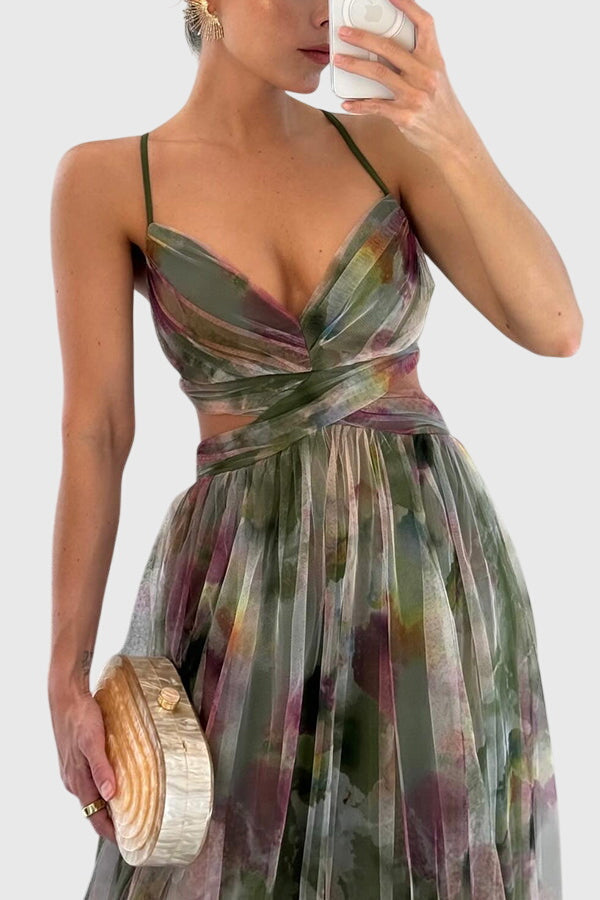 Vibrant floral print maxi dress for women, an elegant and comfortable sleeveless option for parties.