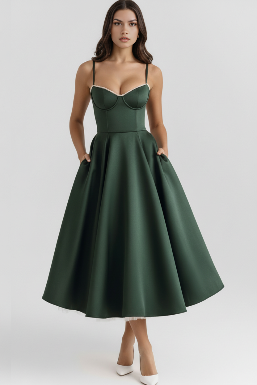 Effortlessly elegant women's midi dress. Perfect celebration dress, party dress, or versatile occasion wear.