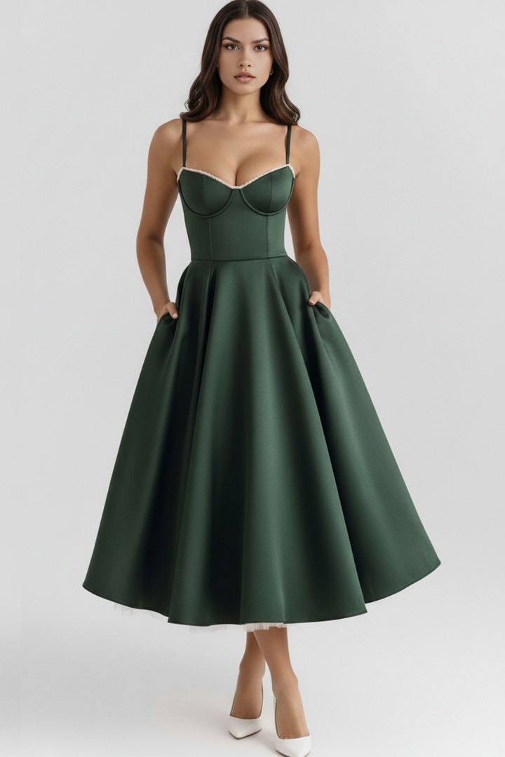 Effortlessly elegant women's midi dress. Perfect celebration dress, party dress, or versatile occasion wear.