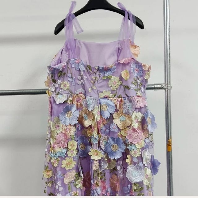 Sophisticated women's party dress. Pink tulle & exquisite floral appliqués. Ideal for special occasions.