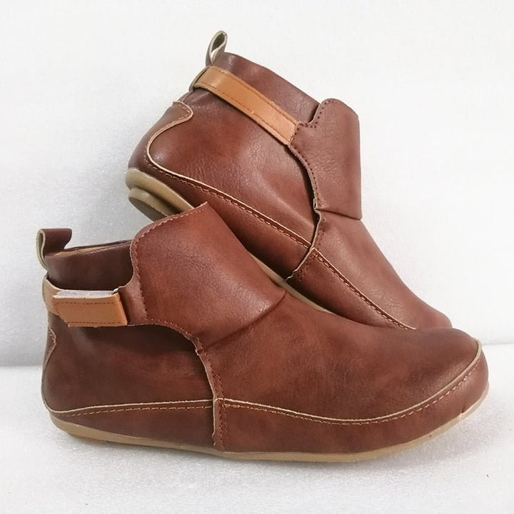 Close-up of ErgoFit women's ankle boot showcasing ergonomic design and premium comfort features.