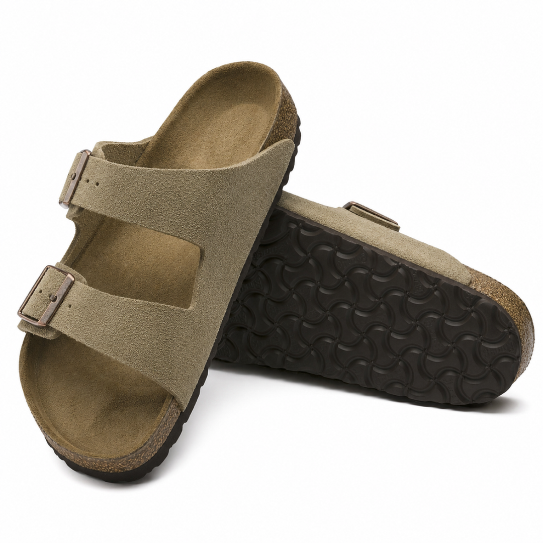 Taupe women's walking sandals featuring ergonomic design for ultimate comfort & versatile everyday summer style.