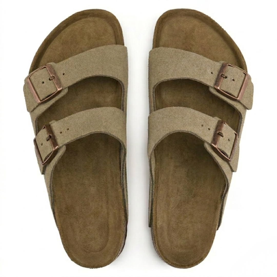 Stylish taupe casual sandals for women, ideal for comfortable walking and versatile summer everyday wear.