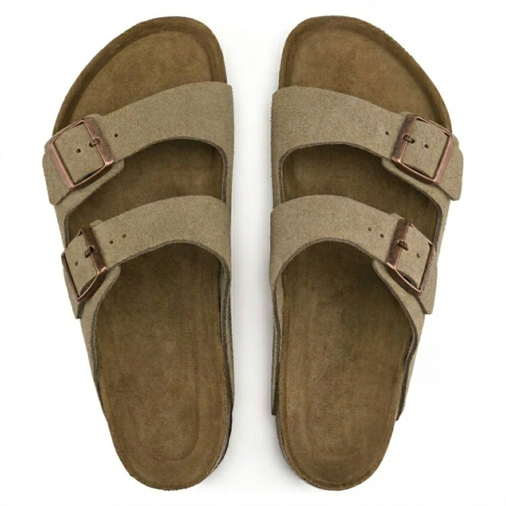 Stylish taupe casual sandals for women, ideal for comfortable walking and versatile summer everyday wear.