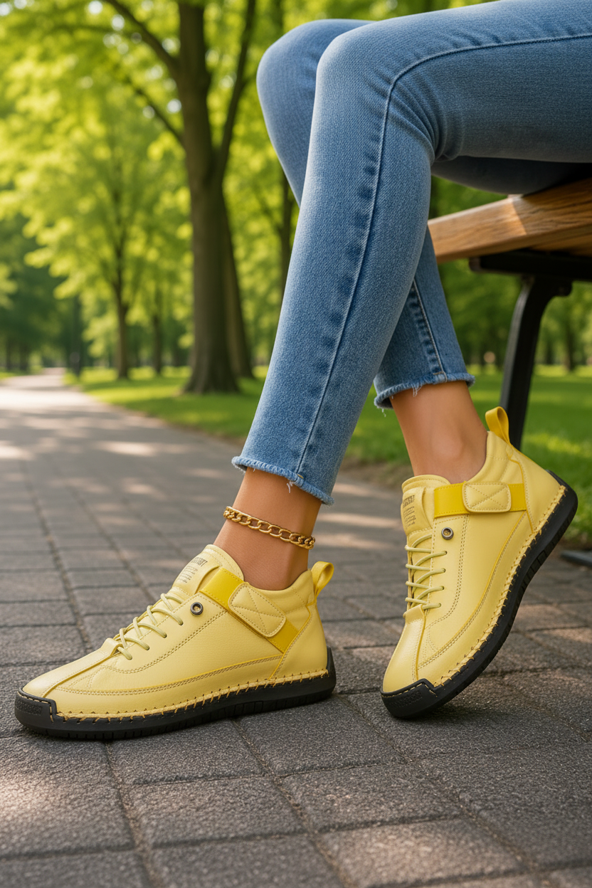 Angle highlighting the lightweight design of women's casual sneakers for travel & active comfort.