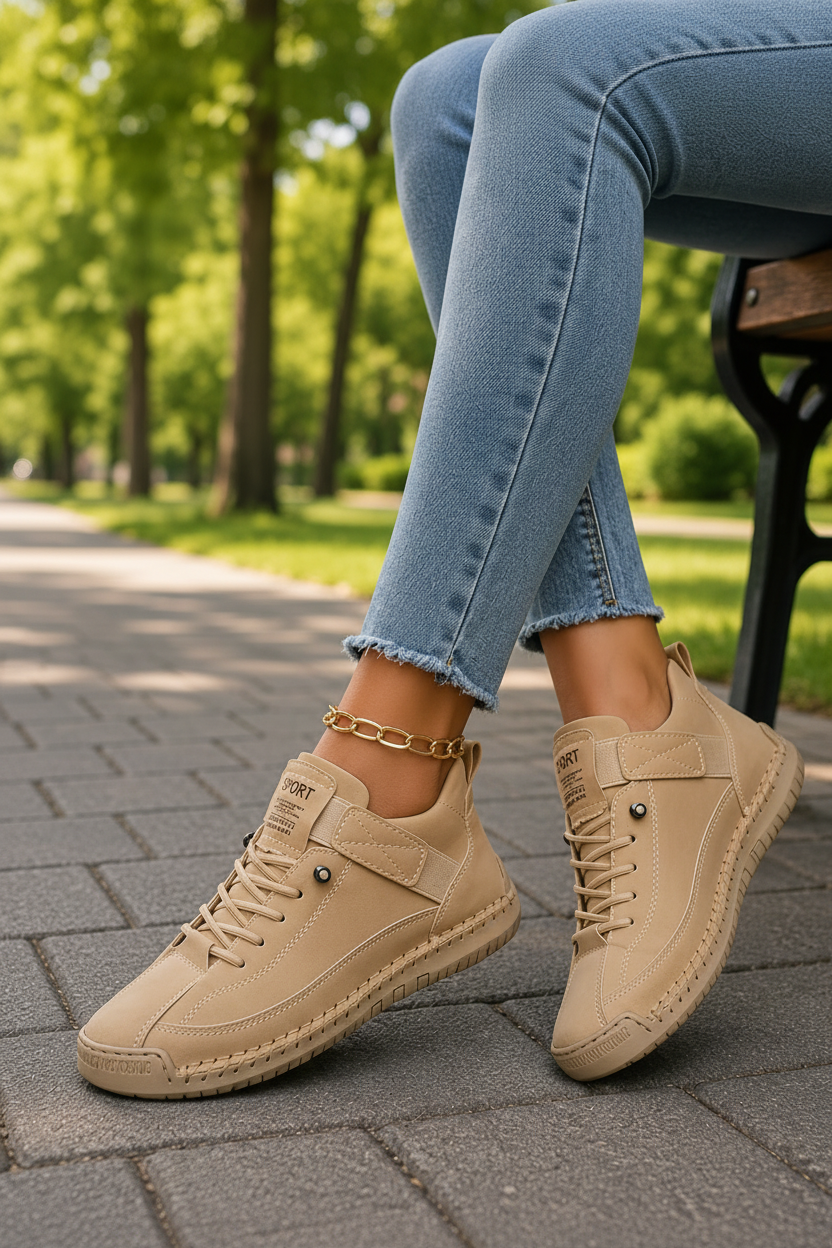 Back view of versatile women's athletic casual sneakers, perfect for travel & everyday wear.