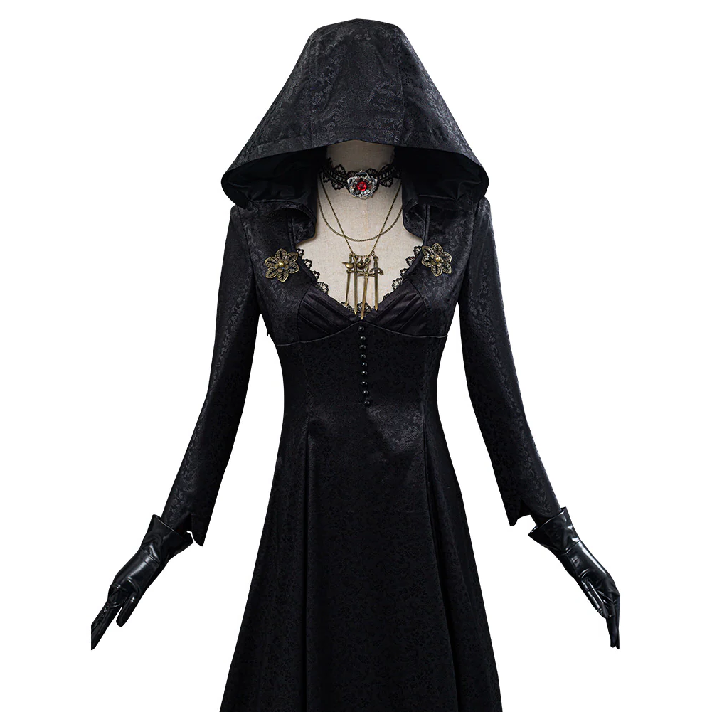 Gothic Women's Vampire Lady Evil Village costume, premium cosplay outfit for conventions & themed Halloween parties.