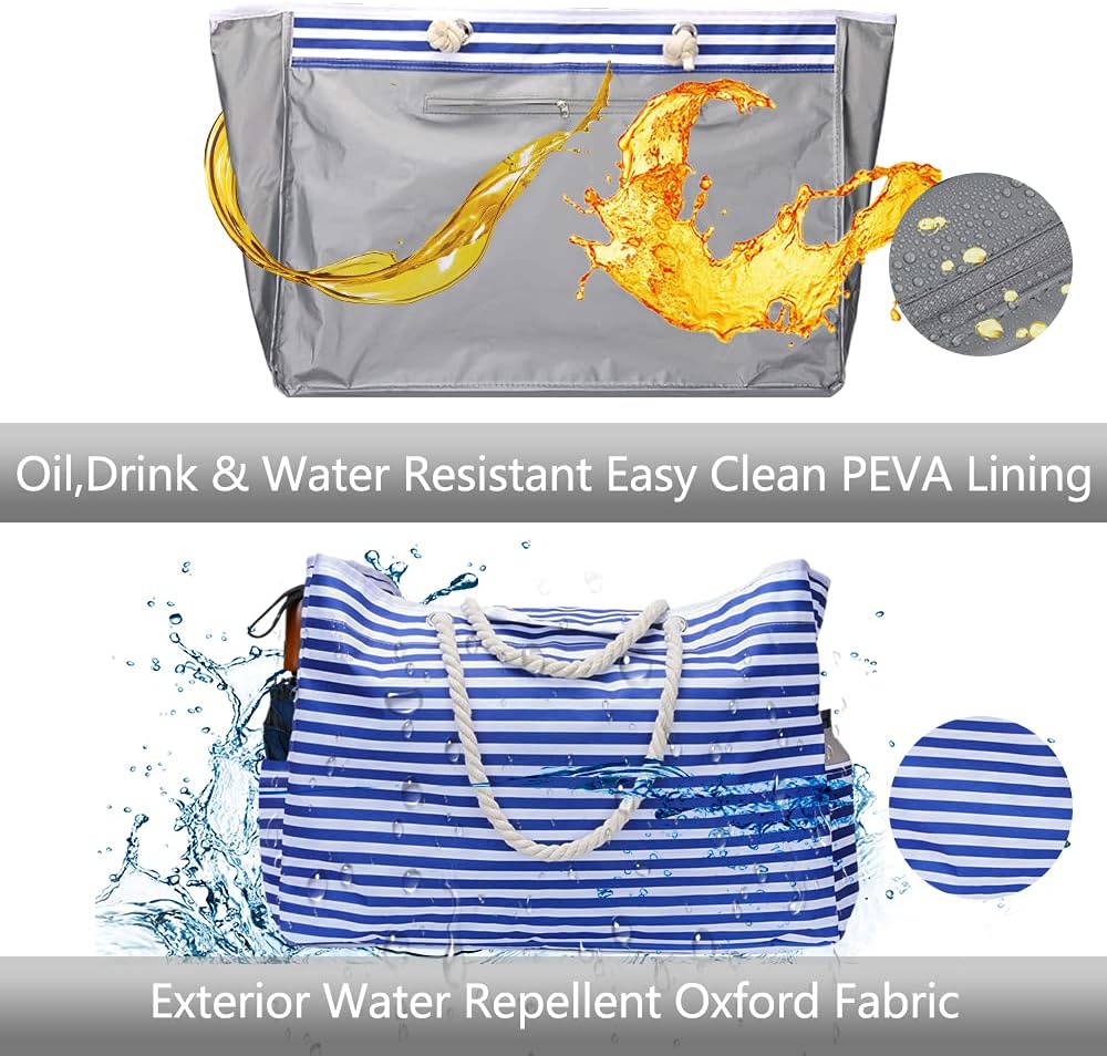 Versatile extra large travel bag: women's waterproof beach tote with a matching bonus travel pouch for organization.