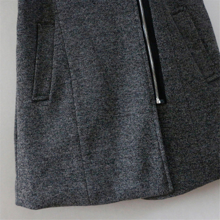 Elegant women's full-length warm winter coat, hooded and zippered, for stylish cold weather protection.