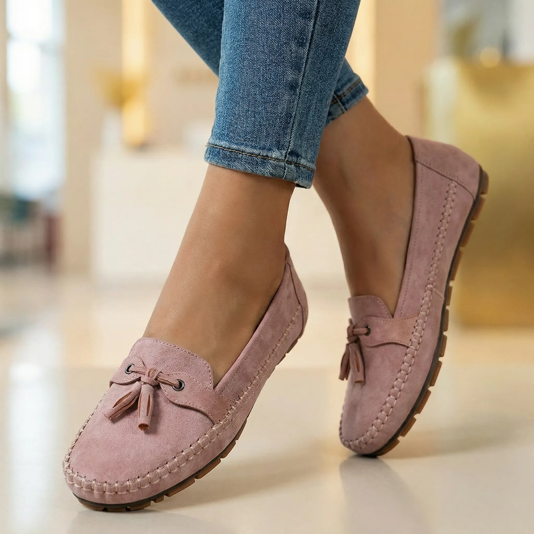 Chic navy blue wide fit loafers for women, with memory foam for ultimate casual comfort.