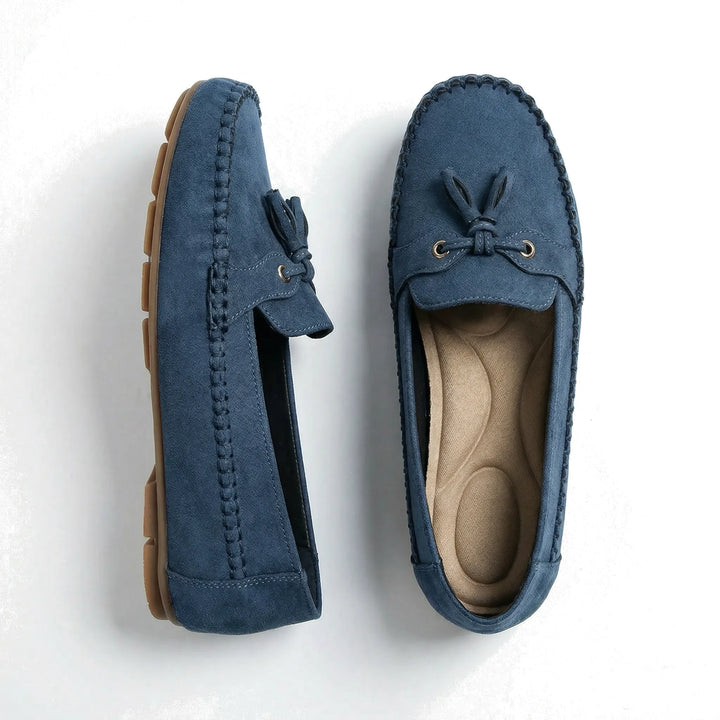 Stone brown women's extra wide loafers, memory foam insoles provide superior all-day comfort.
