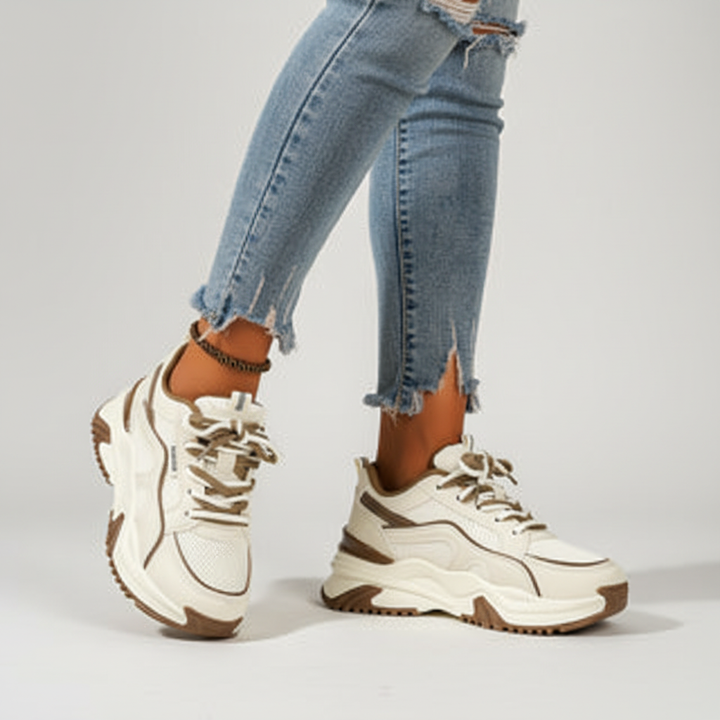 Casual women's platform sneakers, Cynthia, comfortable fashion footwear with a high rubber sole