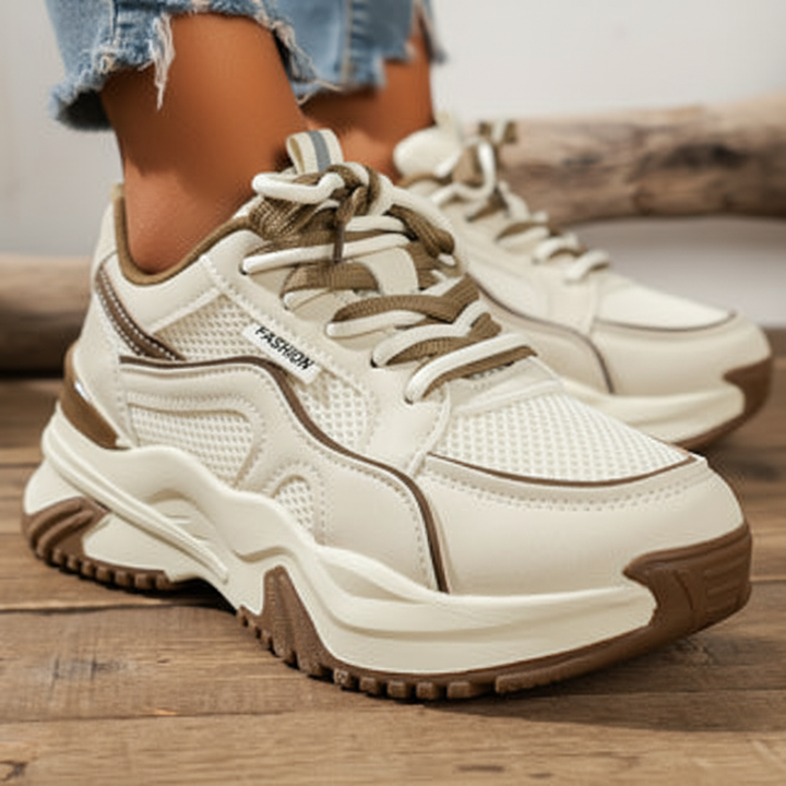 Stylish Cynthia women's platform sneakers, white textile upper, perfect for street style fashion