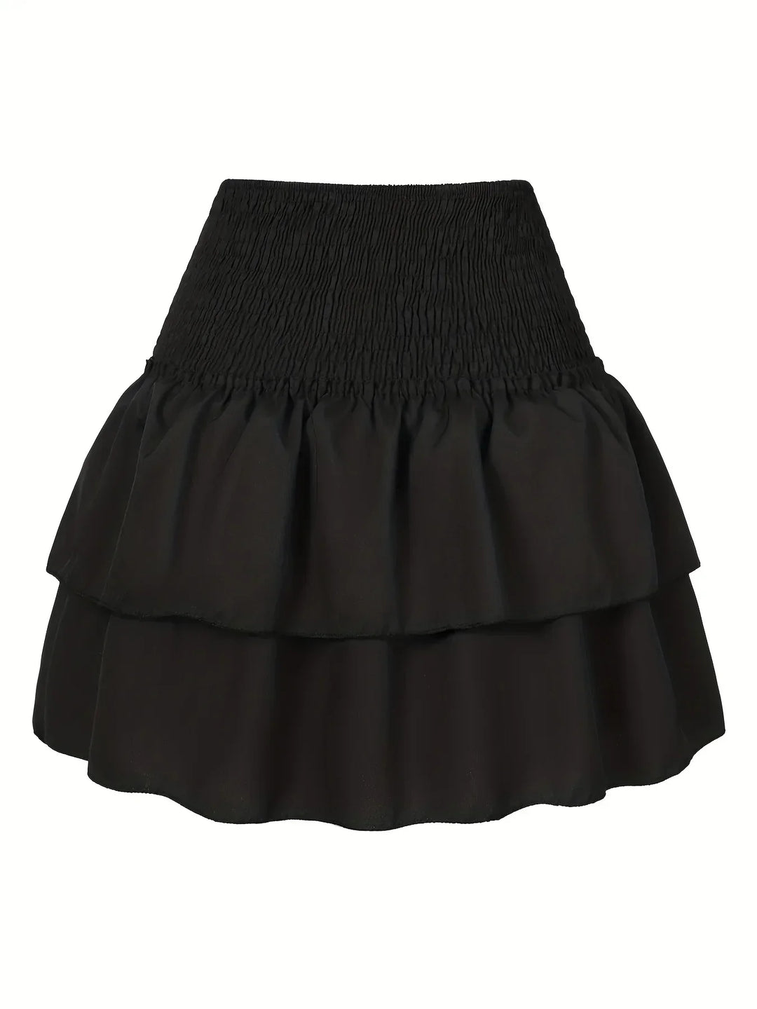 Elegant women's pleated skirt with layered hem, a versatile midi for fashion-forward spring outfits.