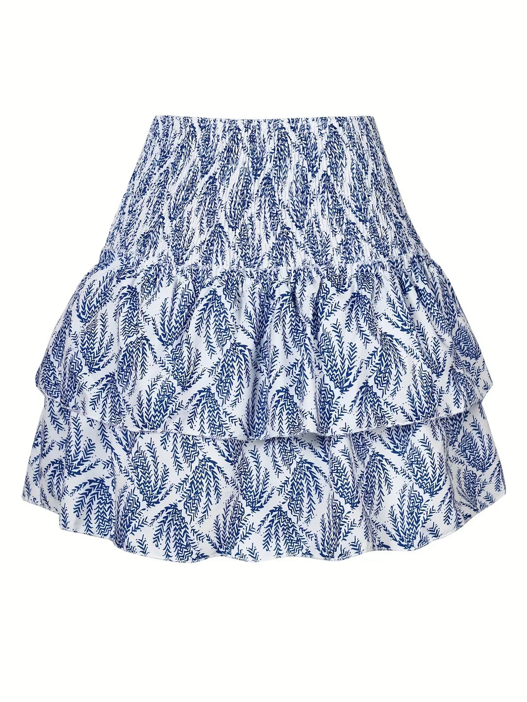Fashionable women's pleated midi skirt, featuring a flattering fit and stylish layered hem for a chic look.