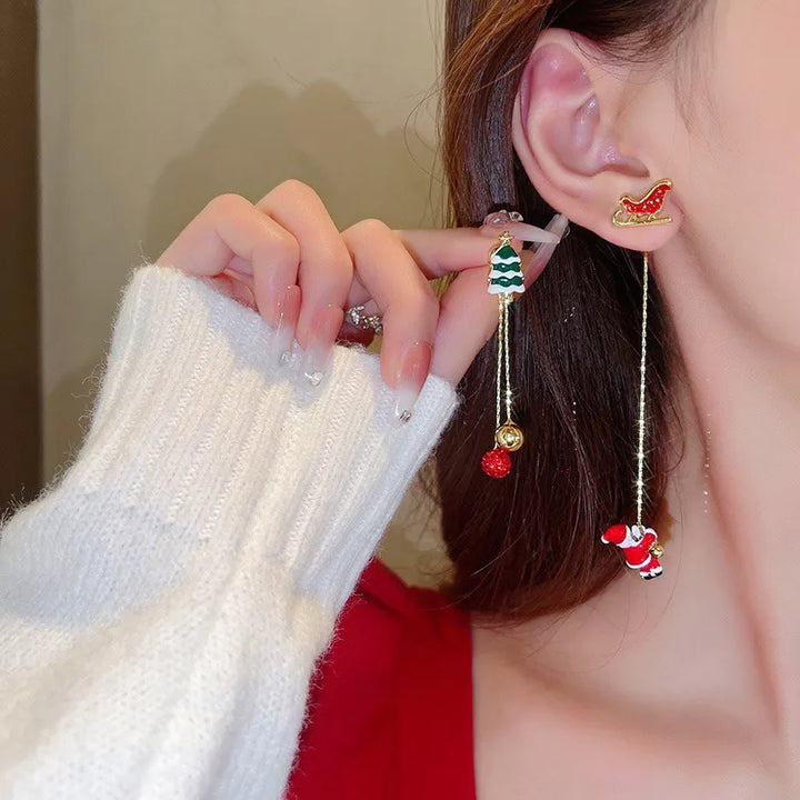 Stylish women's Santa dangle earrings, a perfect Christmas gift for her.