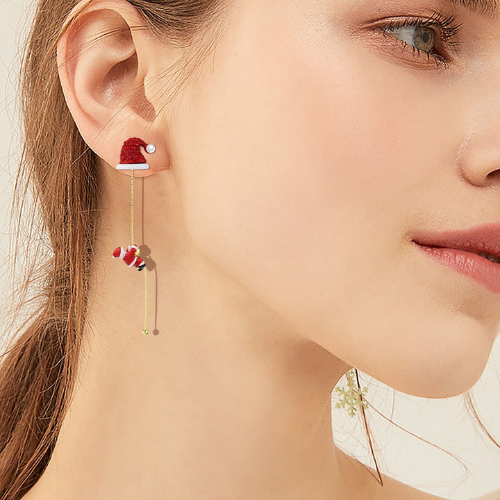 Lightweight festive Santa tassel earrings, great for Christmas parties.