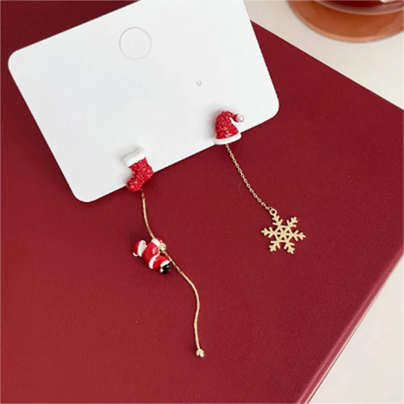 Beautiful lightweight Santa tassel earrings, comfortable women's Christmas jewelry.