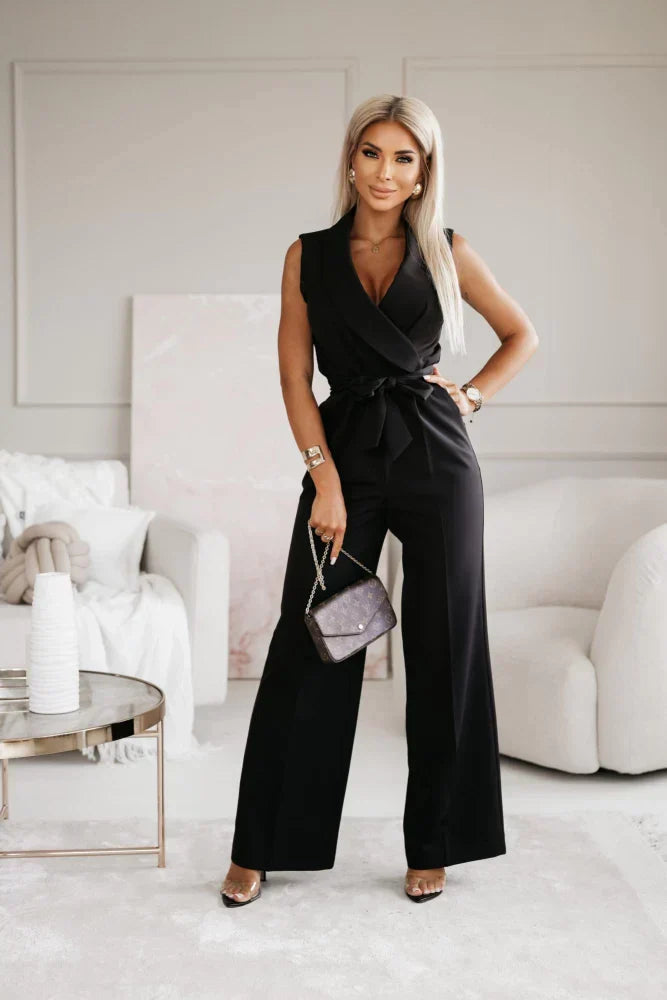 Versatile ankle-length women's jumpsuit, comfortable stretch fabric for casual to chic wear.