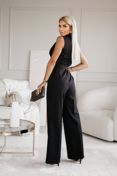 Women's comfortable stretch jumpsuit, showing effortless style and a flattering figure-hugging fit.
