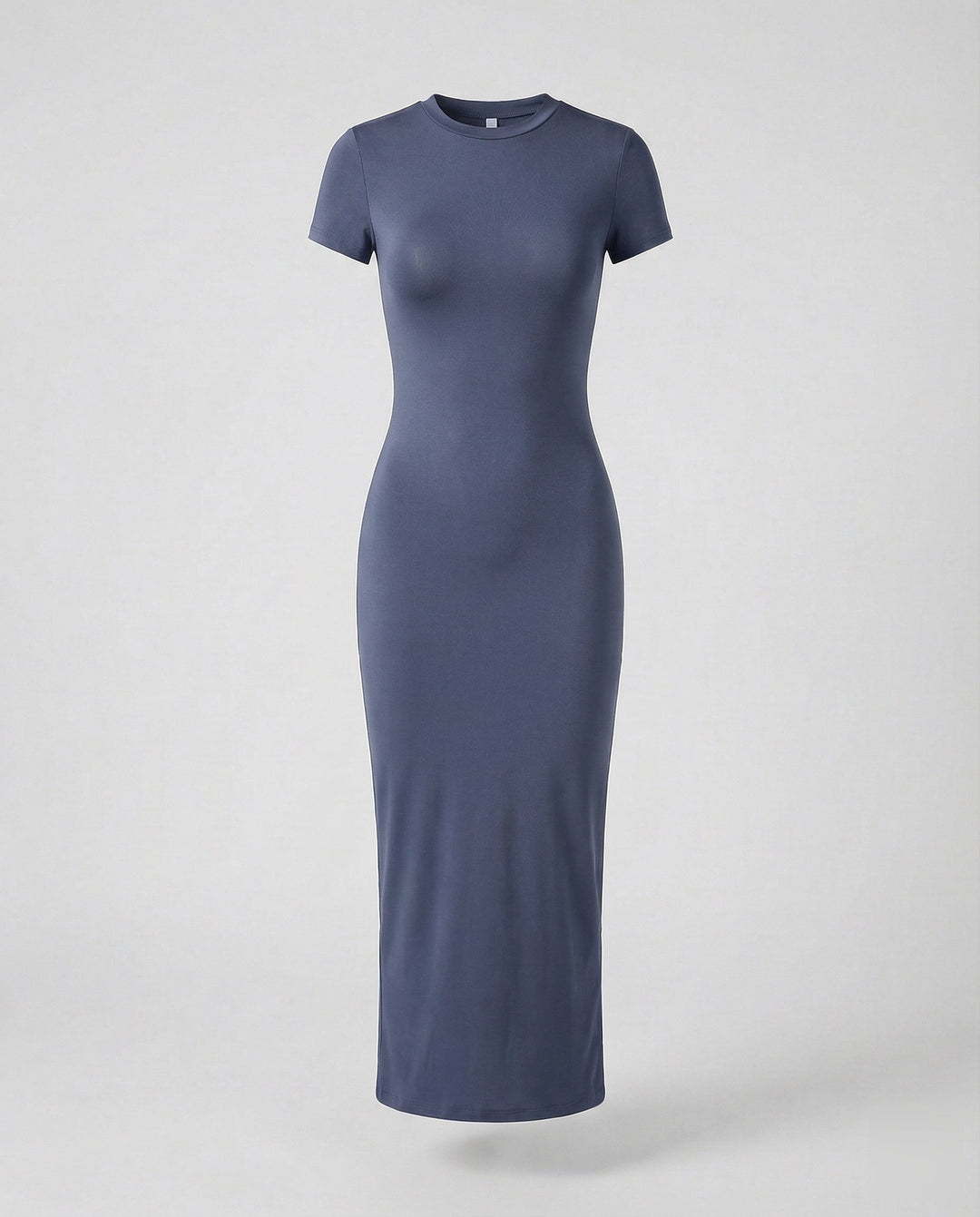 Stylish women's fitted dress: crew neck, short sleeve bodycon maxi style for a sleek and elegant appearance.
