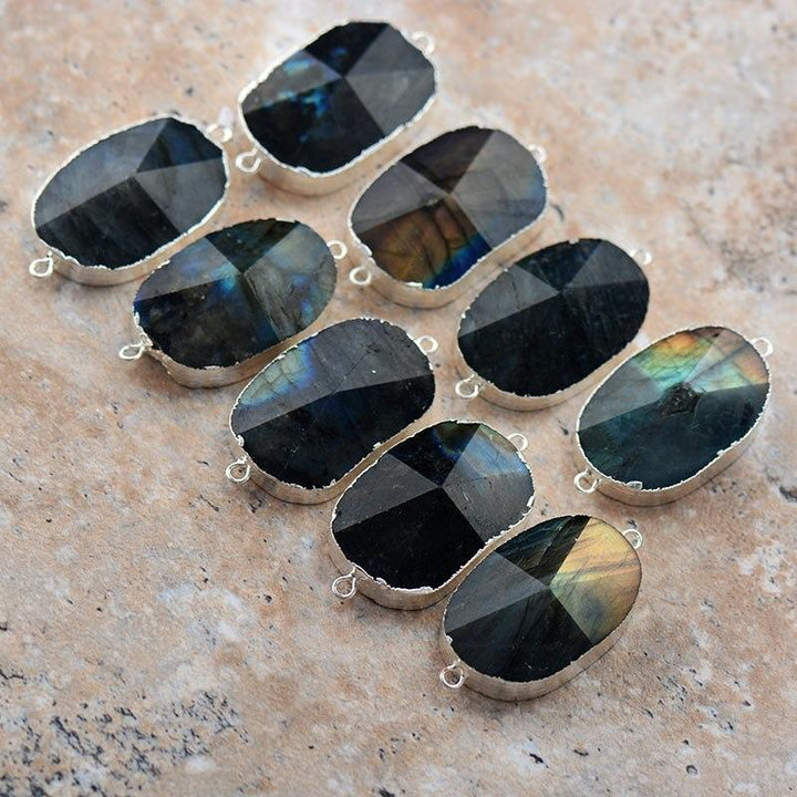 Handmade five-row labradorite wrap bracelet for women, showcasing shimmery gemstone and boho charm
