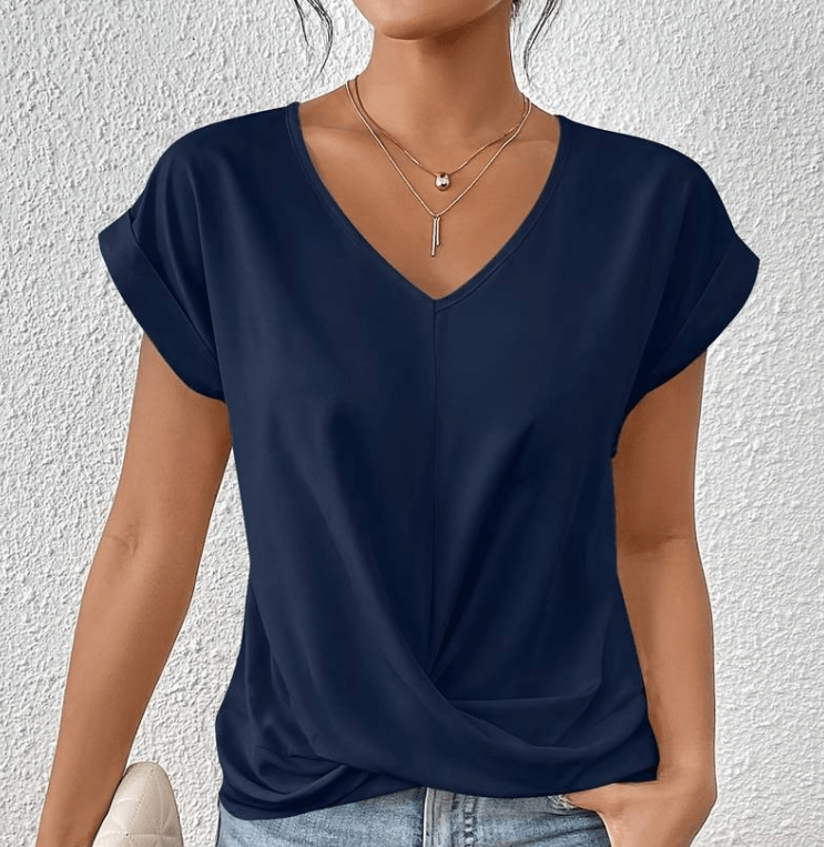 Casual elegant women's V-neck blouse with a flattering fit & comfortable for versatile everyday style.